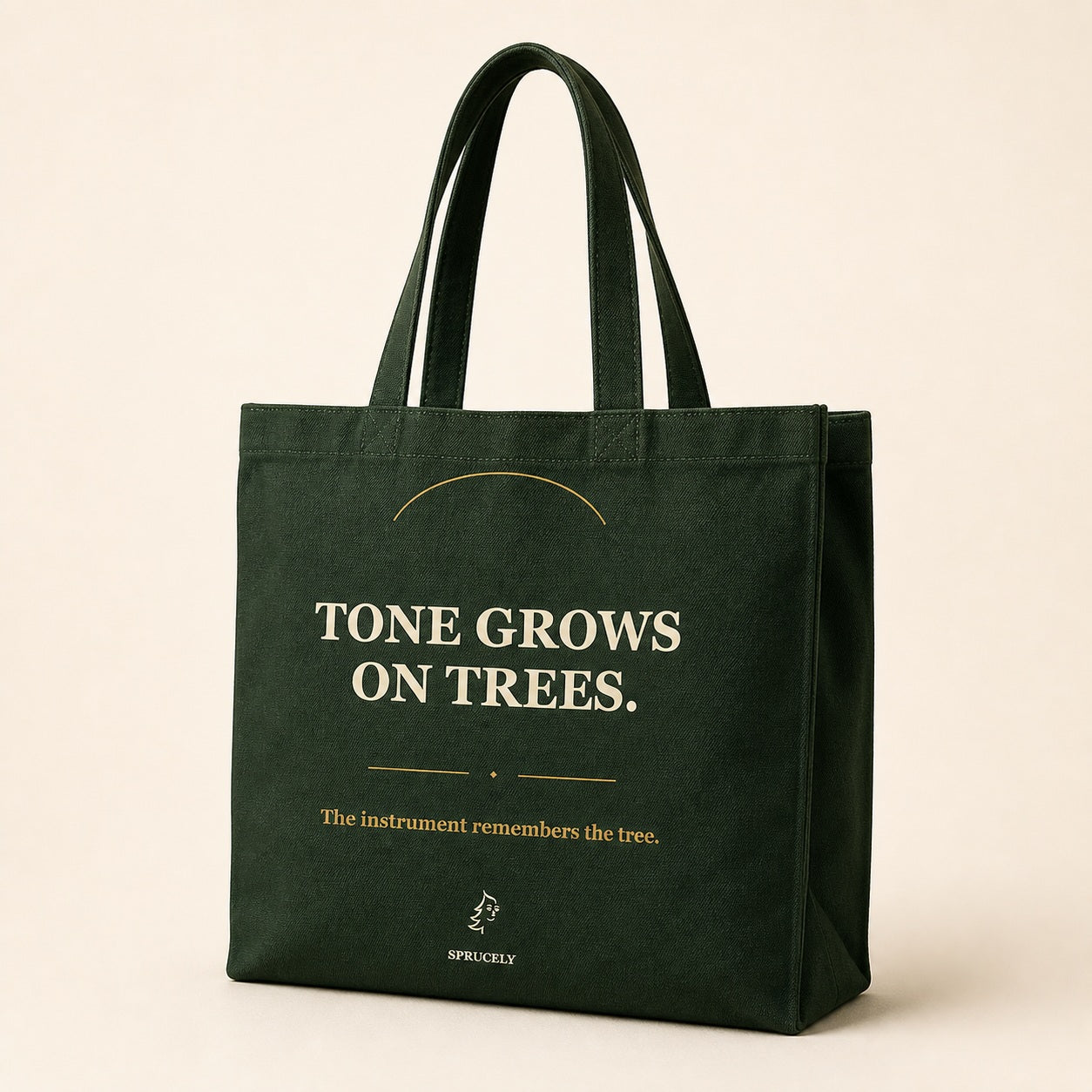 Tone Grows on Trees deep forest green tote bag