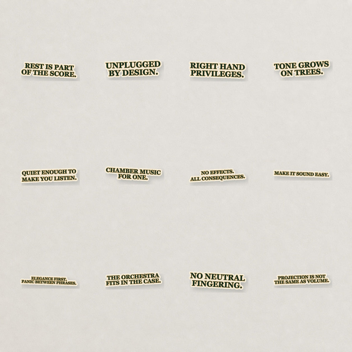 Sprucely lettering stickers on a neutral studio background