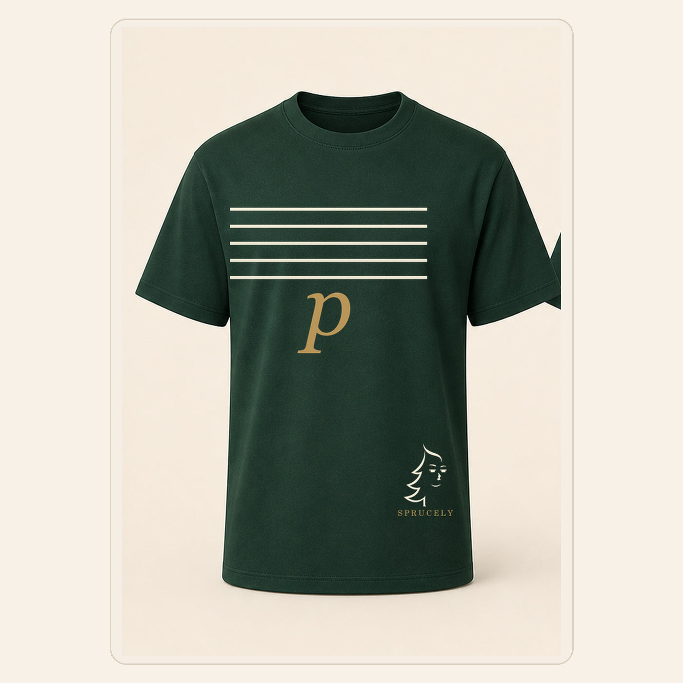 The Bass Claw Minimal T-Shirt, Forest Green, vista frontal sobre fondo neutro
