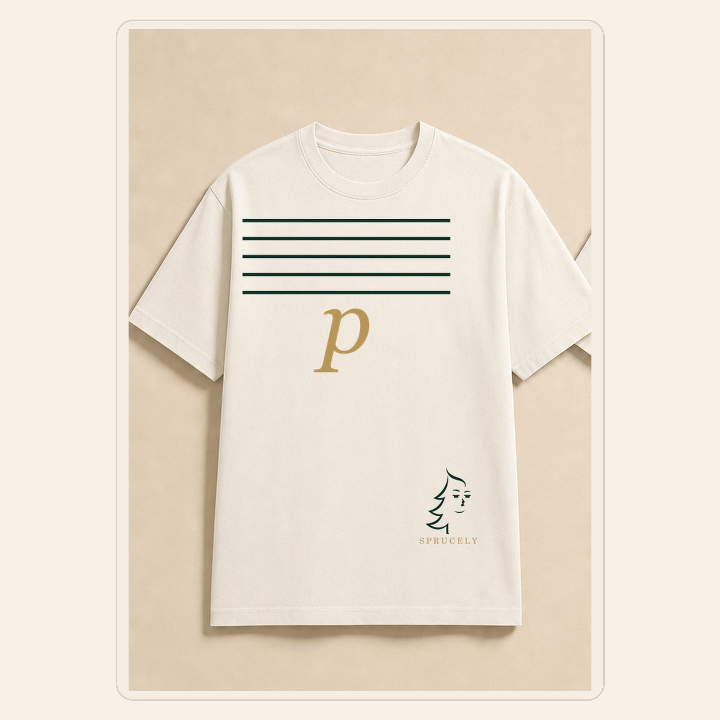 The Bass Claw Minimal T-Shirt — Warm Ivory Edition, vista frontal sobre fondo neutro