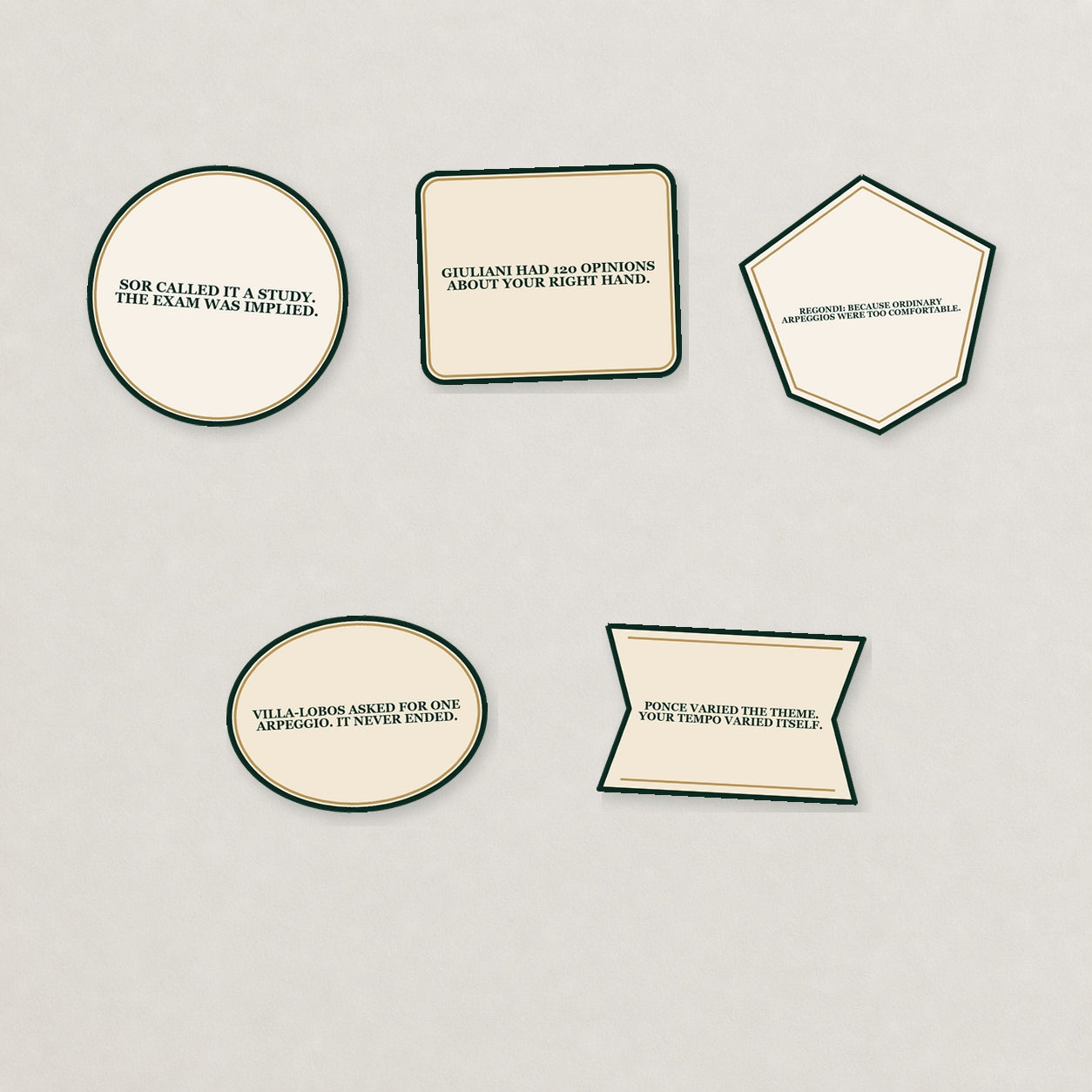 Composer Studies Sticker Set — Light Edition on a neutral studio background