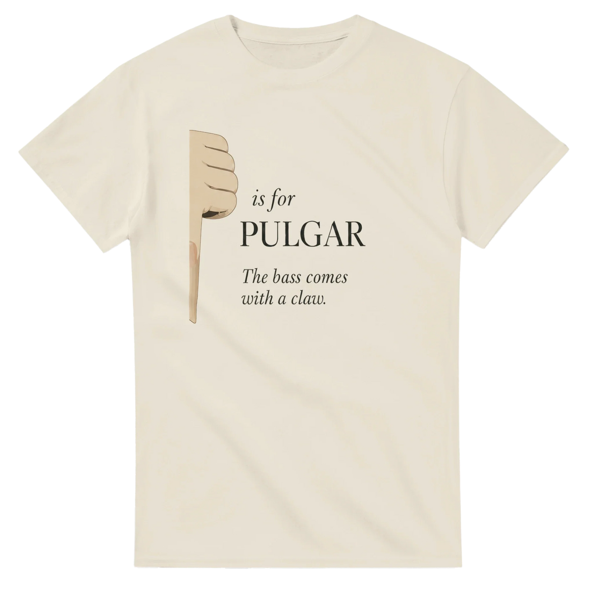 Warm Ivory Gelato mockup of The Bass Claw Minimal T-Shirt
