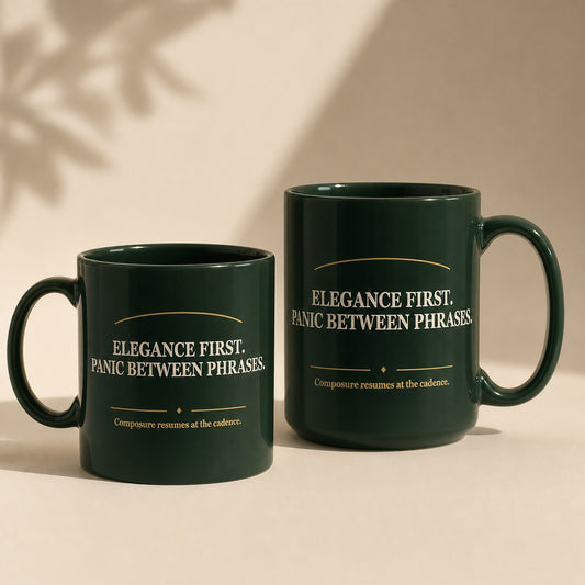 Elegance & Panic Mug by Sprucely