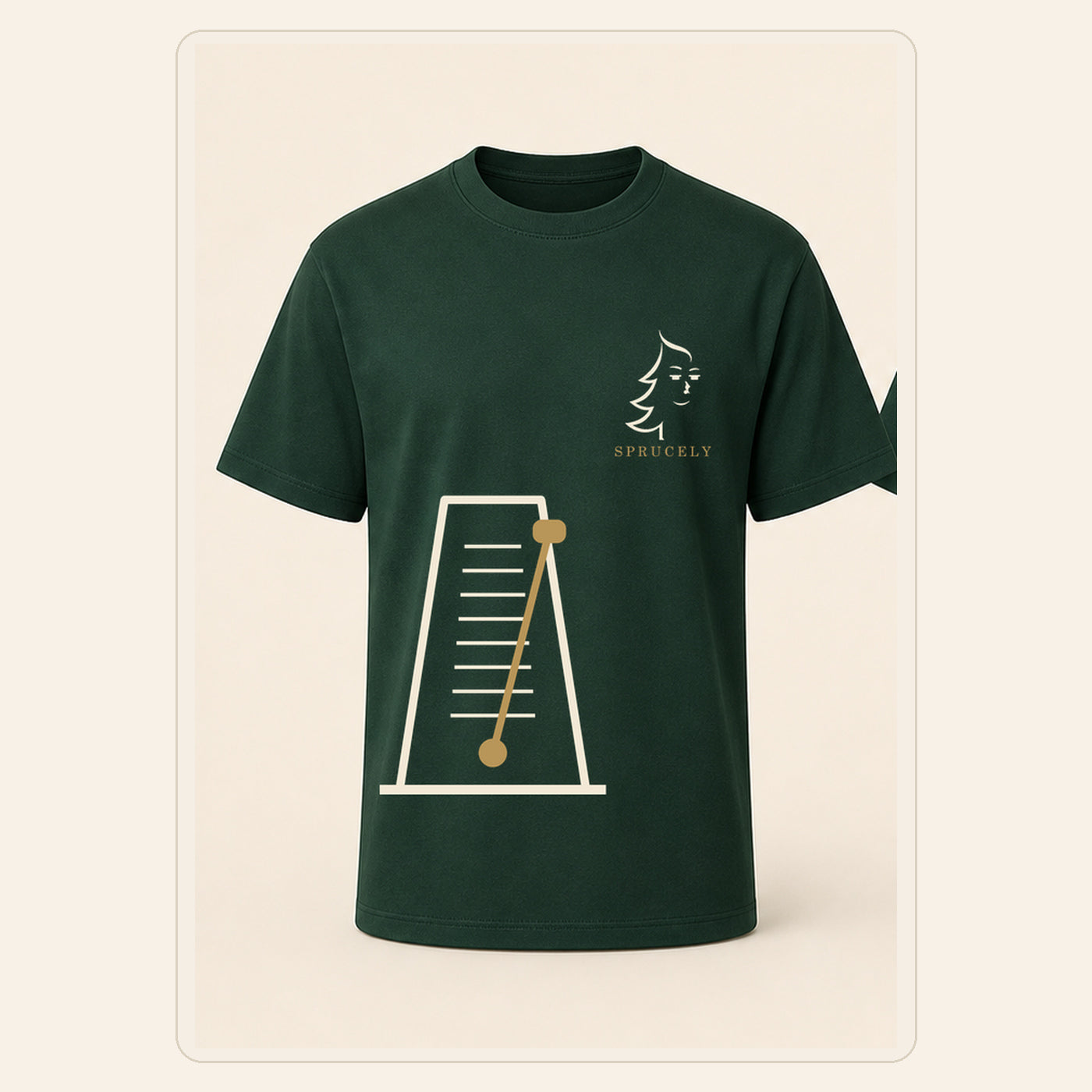 Make It Sound Easy Minimal T-Shirt, Forest Green, vista frontal sobre fondo neutro