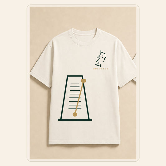 Make It Sound Easy Minimal T-Shirt — Warm Ivory Edition, vista frontal sobre fondo neutro