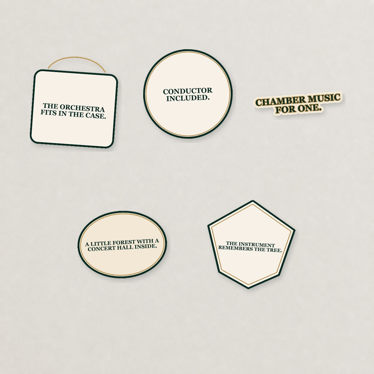 Miniature Orchestra Sticker Pack — Light Edition on a neutral studio background