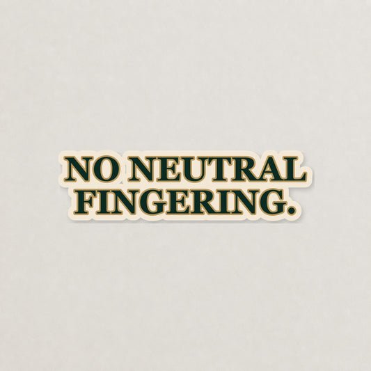 No Neutral Fingering Lettering Sticker on a neutral studio background