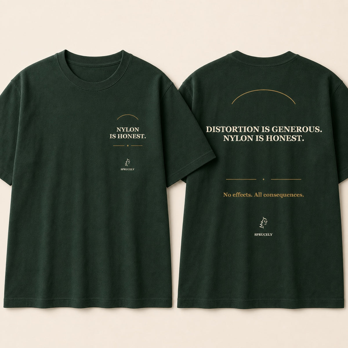 Nylon Is Honest T-Shirt, front and back views