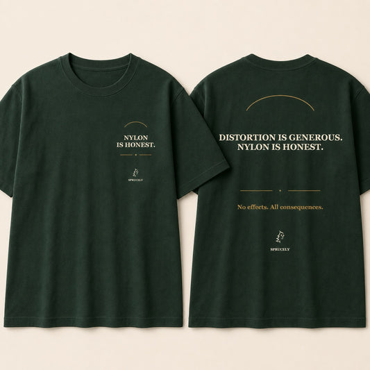 Nylon Is Honest T-Shirt, front and back views