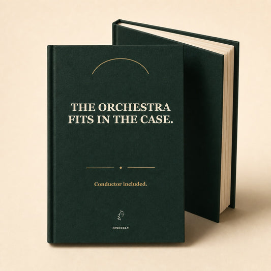 The Orchestra Fits deep forest green A5 notebook