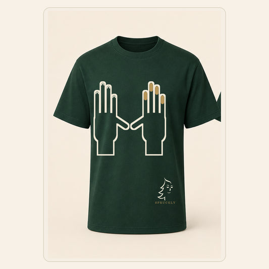 Right Hand Privileges Minimal T-Shirt, Forest Green, vista frontal sobre fondo neutro