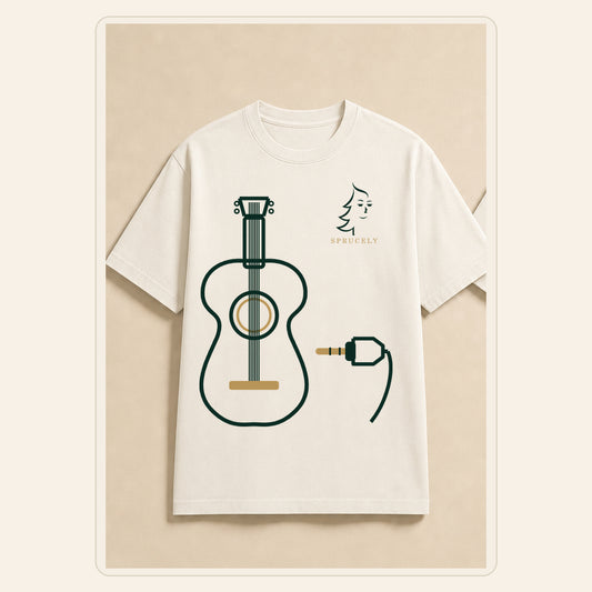 Unplugged by Design Minimal T-Shirt — Warm Ivory Edition, vista frontal sobre fondo neutro