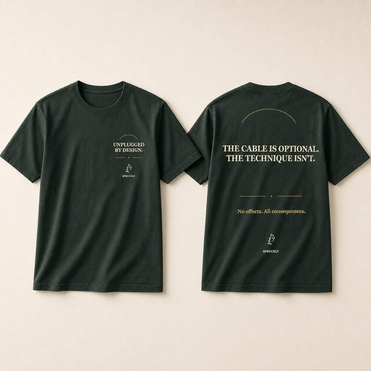 Unplugged by Design T-Shirt, front and back views