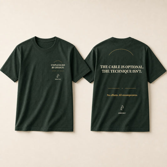 Unplugged by Design T-Shirt, front and back views